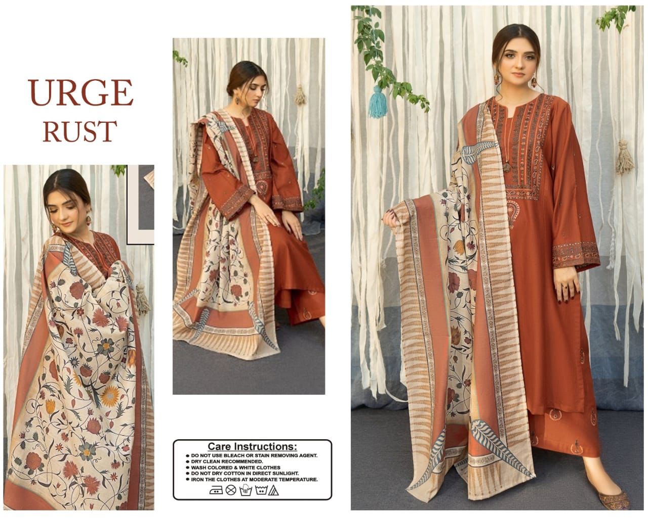 URGE – Elegant 3 Pc Embroidered Lawn Suit