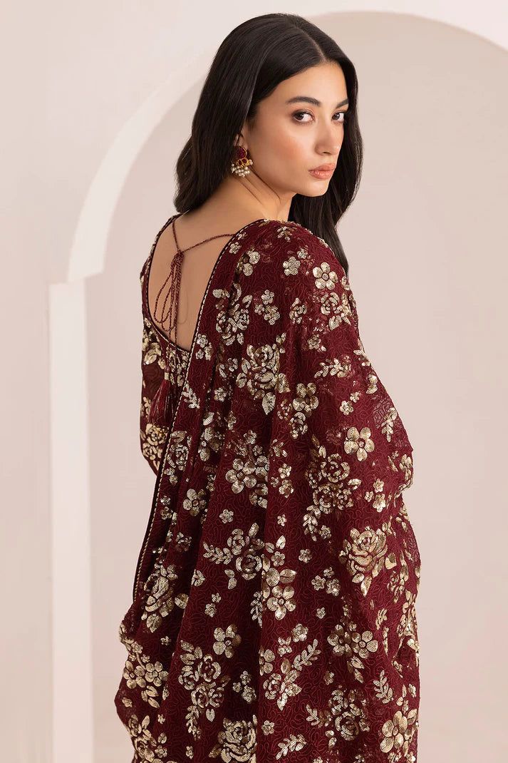 JAZMIN – Premium Embroidered Chiffon Saree Set
