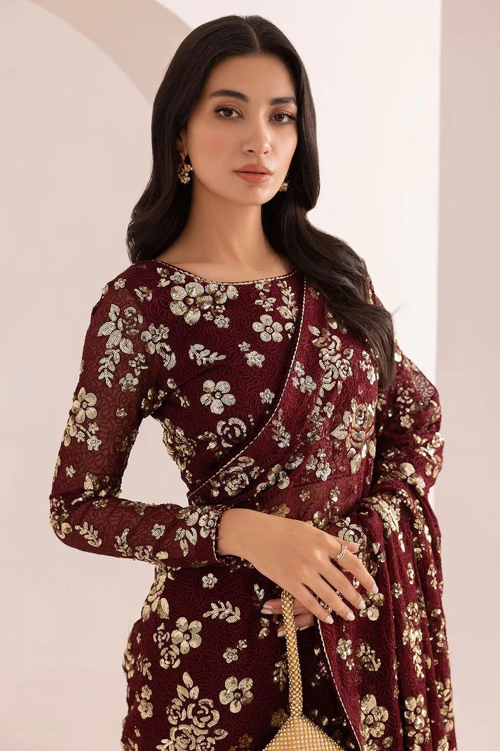 JAZMIN – Premium Embroidered Chiffon Saree Set