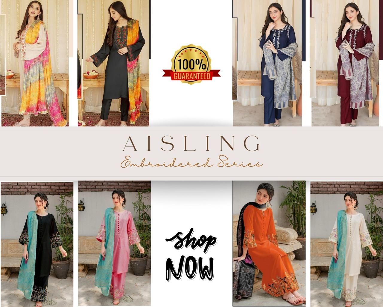 AISLING – Elegant 3-Piece Embroidered Lawn Suit