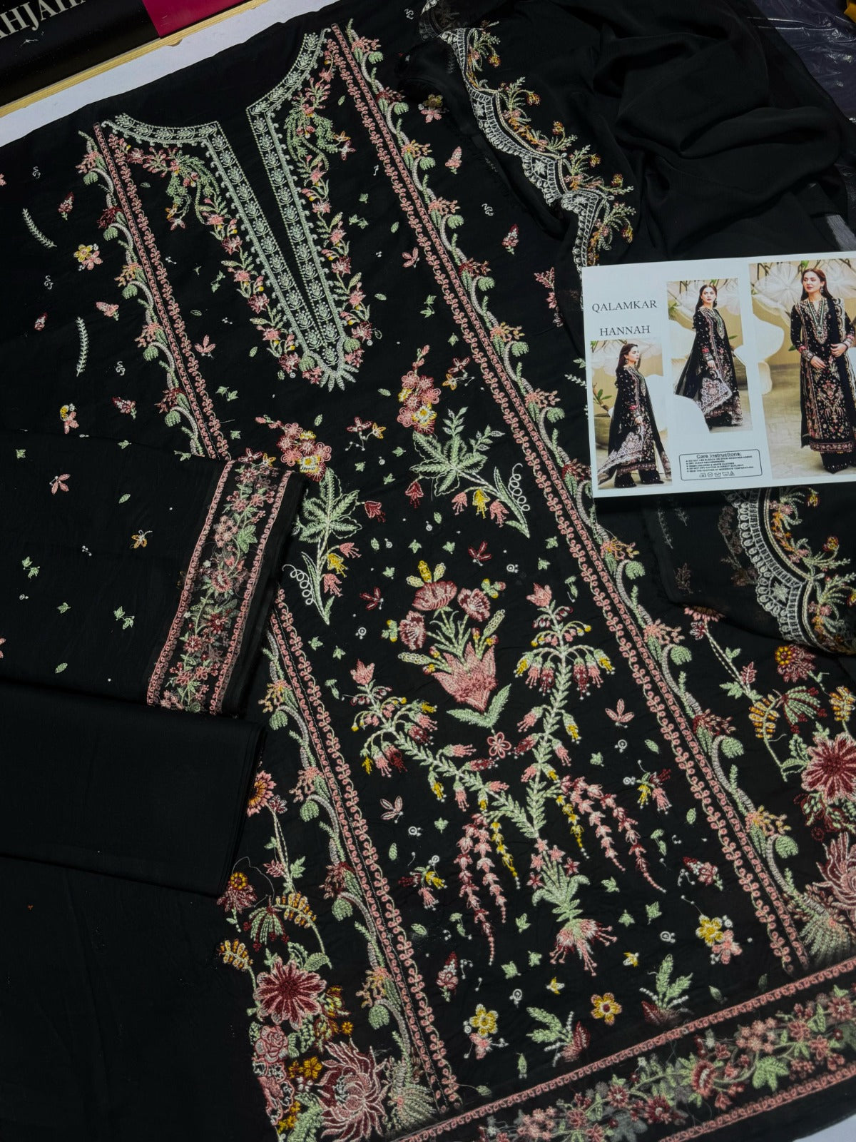 QALAMKAR – Premium 3-Piece Embroidered Lawn Suit