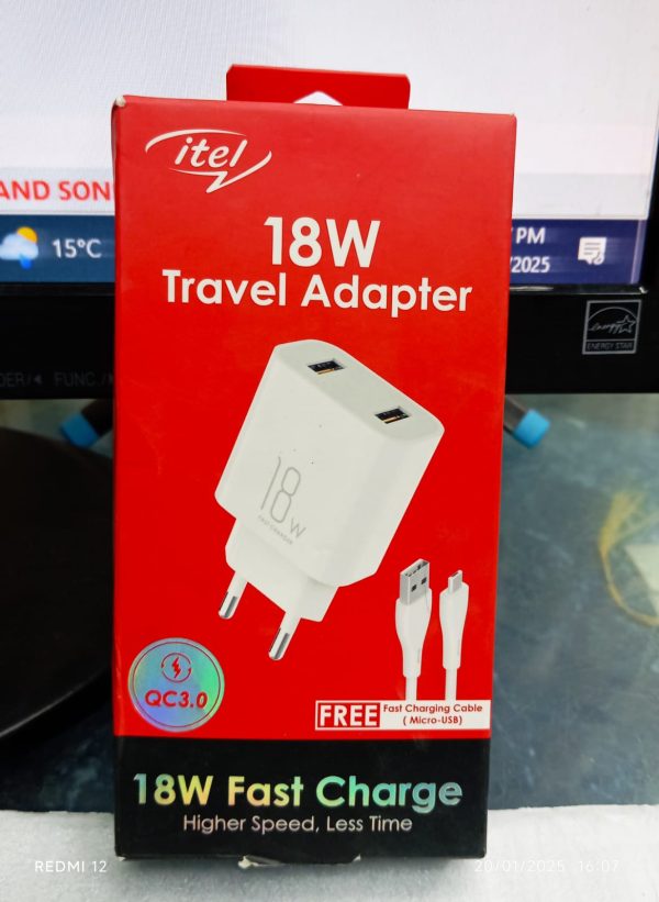 Itel 18W QC3.0 Fast Charge Adapter with Micro USB Cable