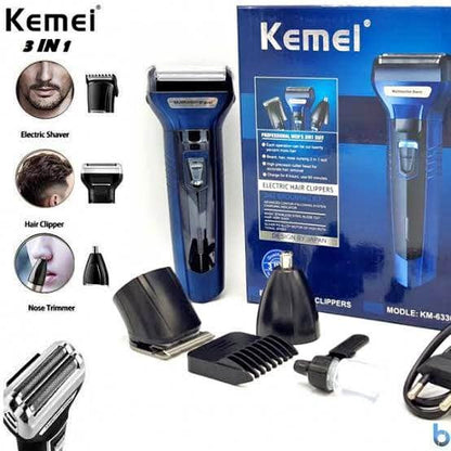 Kemei KM-6330, a versatile 3-in-1 rechargeable shaving machine