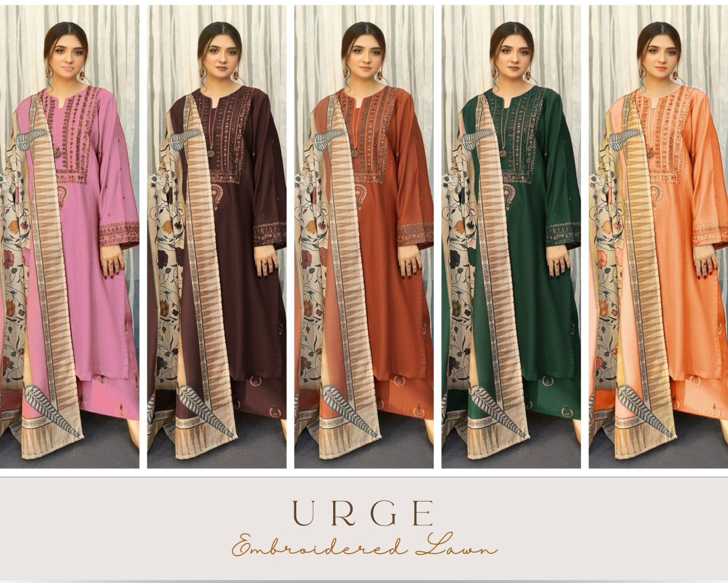 URGE – Elegant 3 Pc Embroidered Lawn Suit