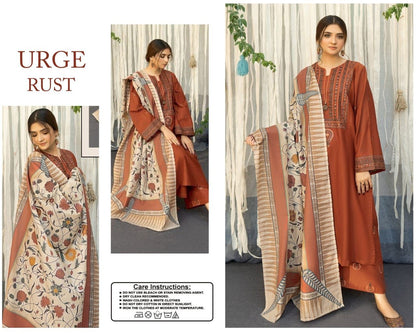 URGE – Elegant 3 Pc Embroidered Lawn Suit