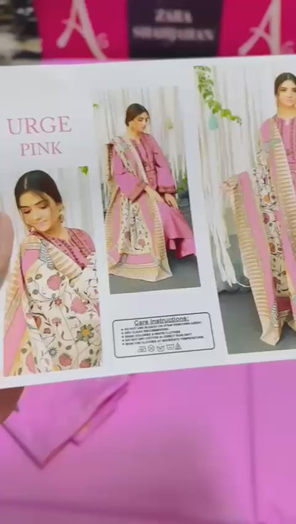 URGE – Elegant 3 Pc Embroidered Lawn Suit